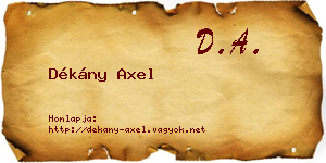 Dékány Axel névjegykártya